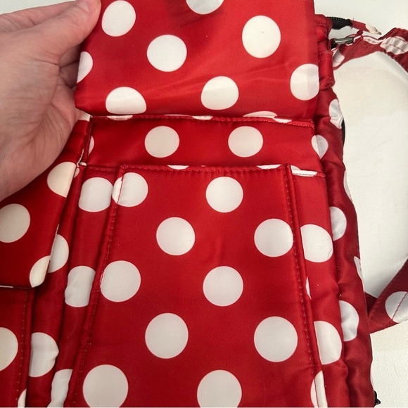 LUG Happy Camper Crimson Large Dot Crossbody Red Polka Dot Shoulder Bag Travel - Picture 4 of 15